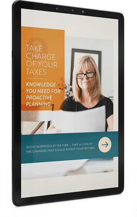 tablet mock up of 'take charge of your taxes' white-paper